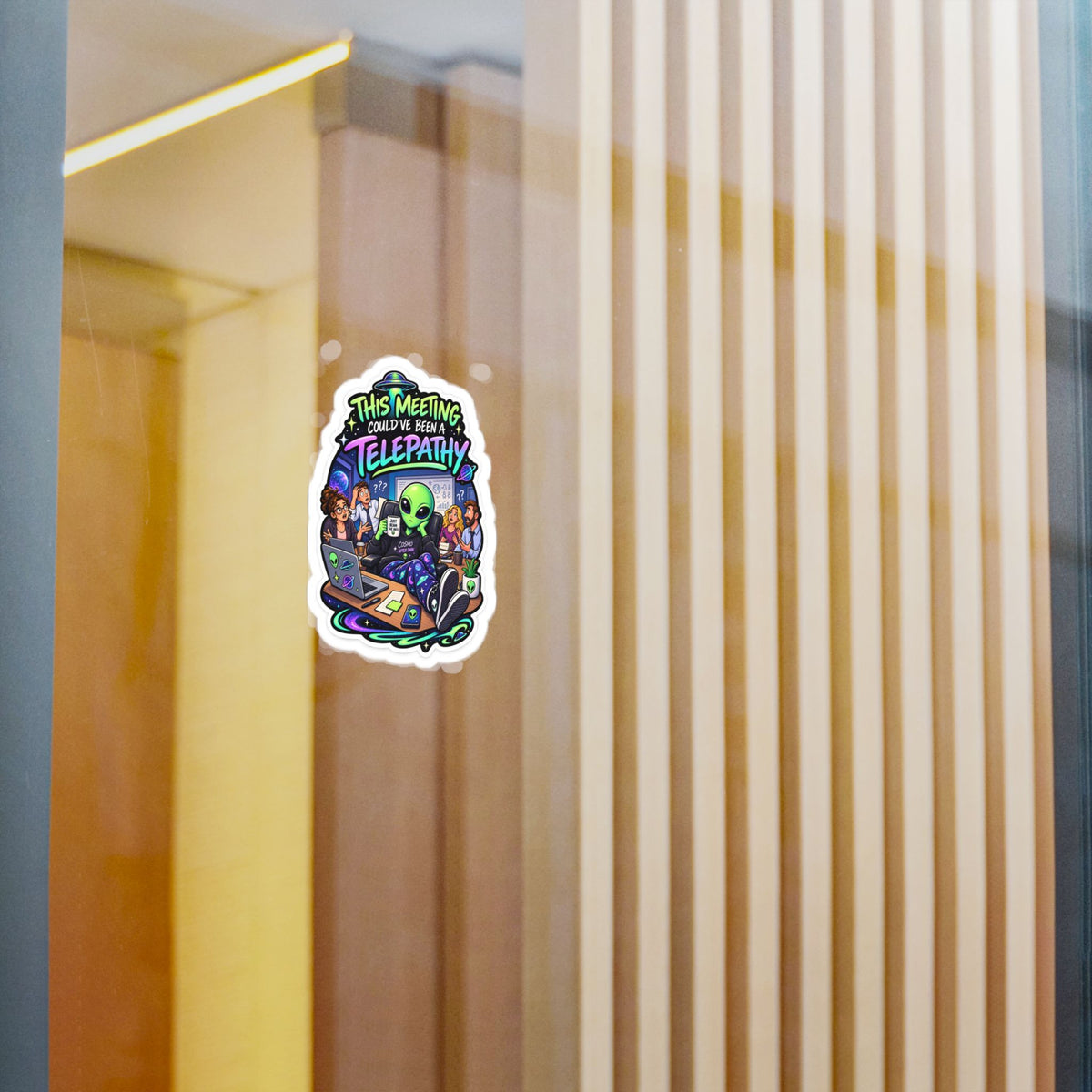 Funny Alien Sticker | This Meeting Could’ve Been Telepathy UFO Sticker
