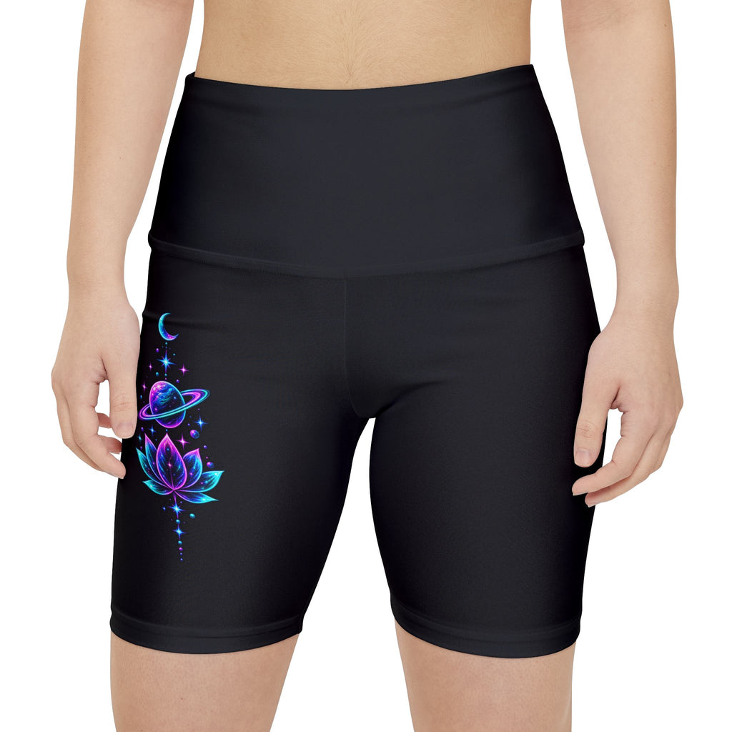 Women’s Yoga Shorts | Cosmic Lotus Workout Biker Shorts