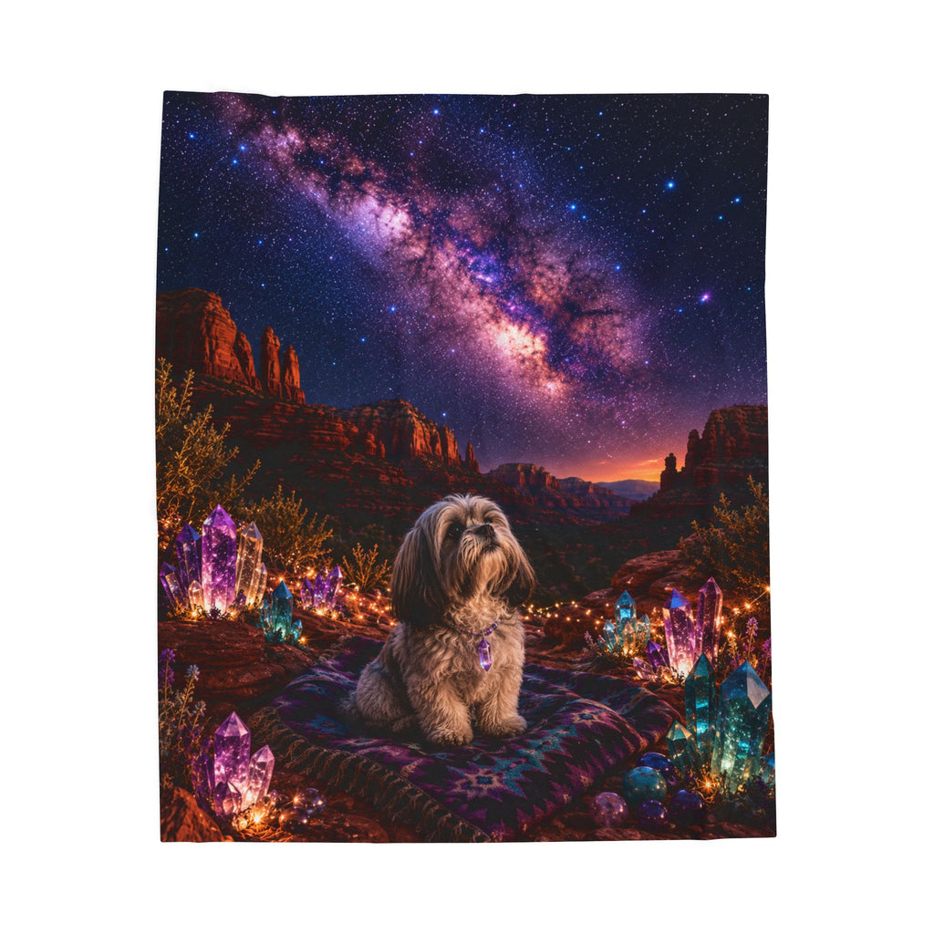 Porcia’s Crystal Galaxy Velveteen Plush Blanket 🐶💎🌌