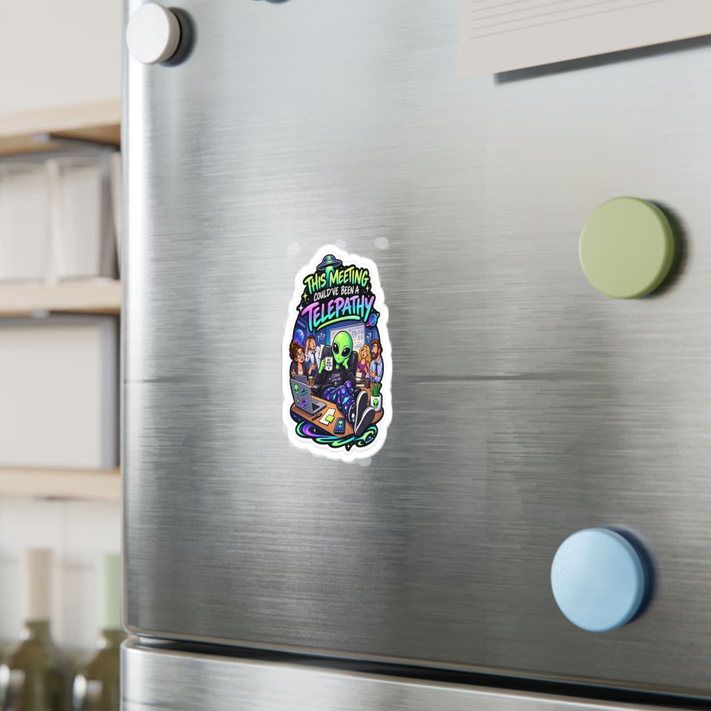 Funny Alien Sticker | This Meeting Could’ve Been Telepathy UFO Sticker