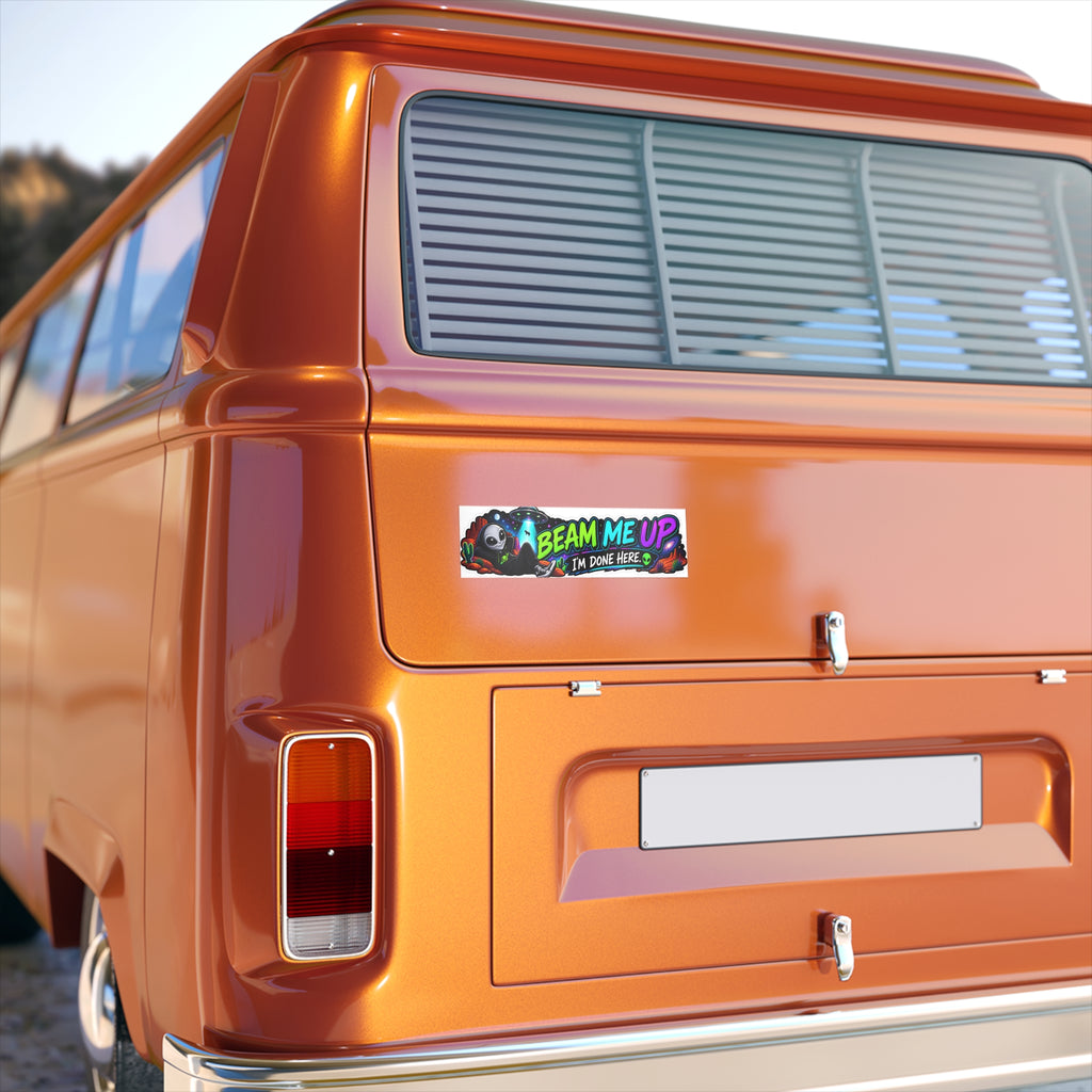 Beam Me Up Alien Bumper Sticker | Funny UFO Car Decal