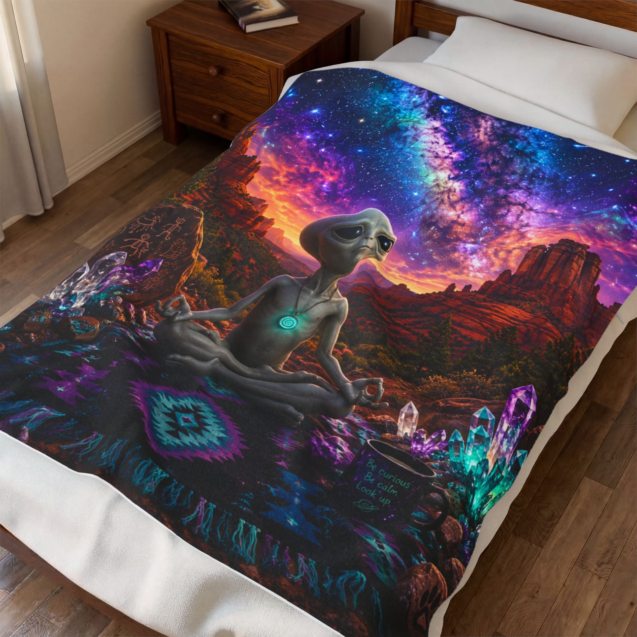 Cosmo’s Cosmic Meditation Plush Blanket 👽🌌✨