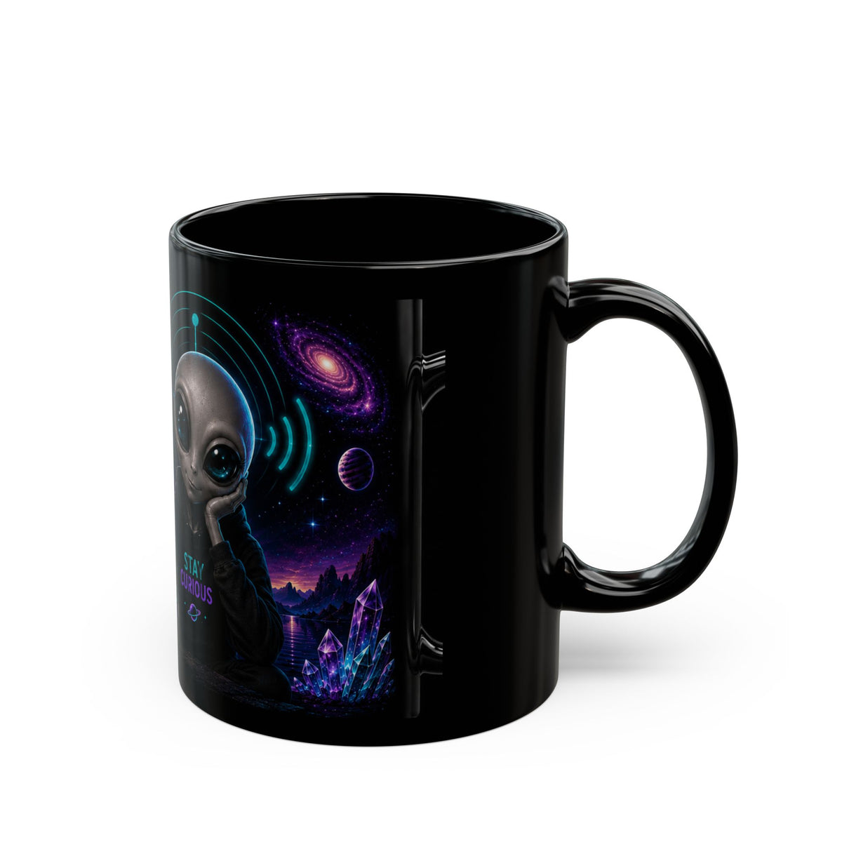 Funny Alien Coffee Mug | Receiving a Transmission UFO Mug