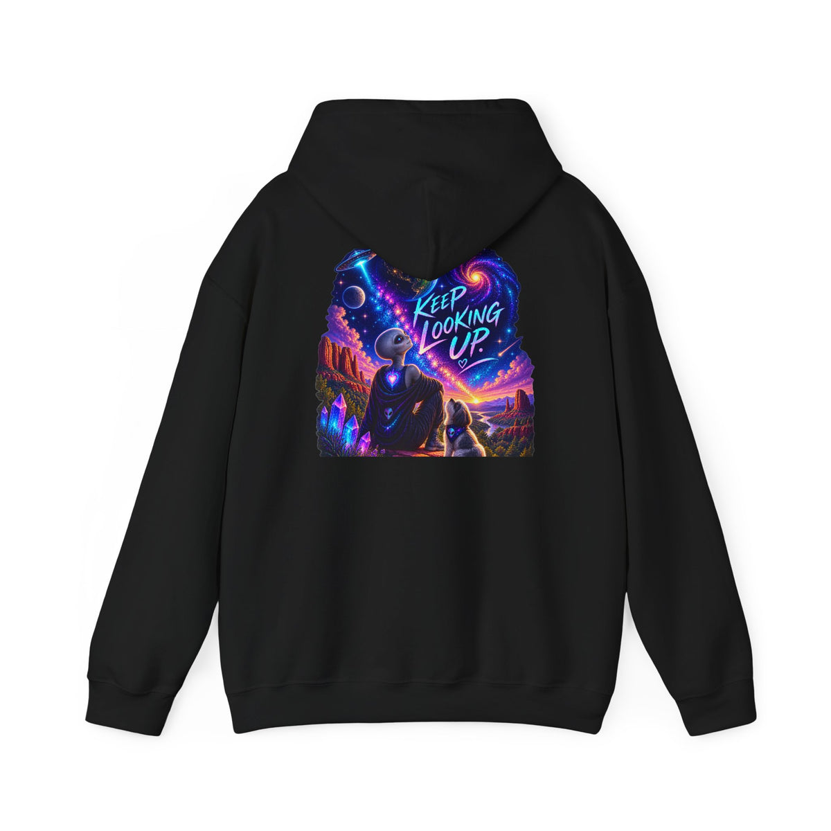 Keep Looking Up Alien Hoodie | Cosmic Graphic Sweatshirt