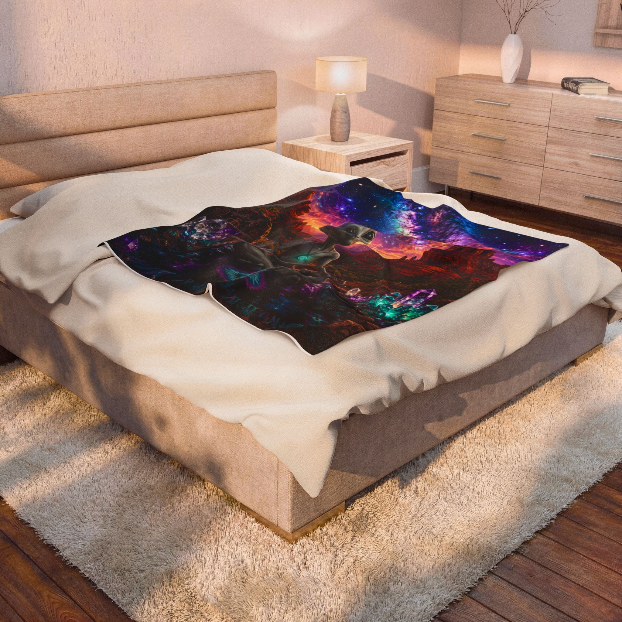 Cosmo’s Cosmic Meditation Plush Blanket 👽🌌✨