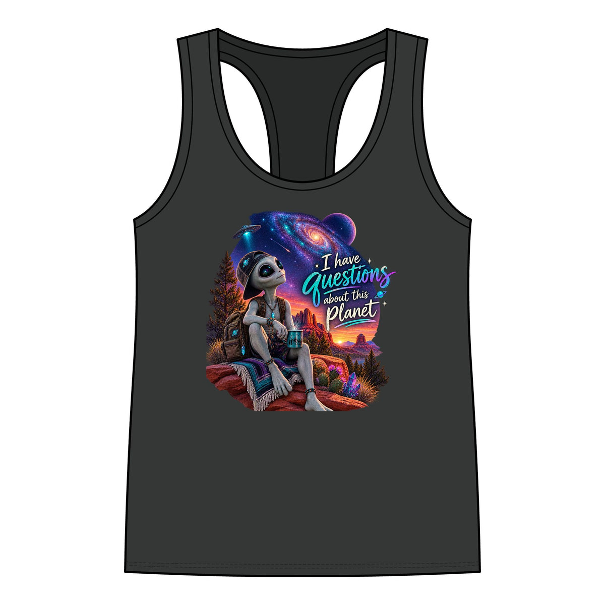 I Have Questions About This Planet Alien Tank Top | Funny UFO Tank