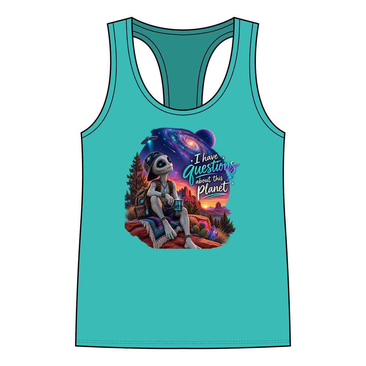 I Have Questions About This Planet Alien Tank Top | Funny UFO Tank