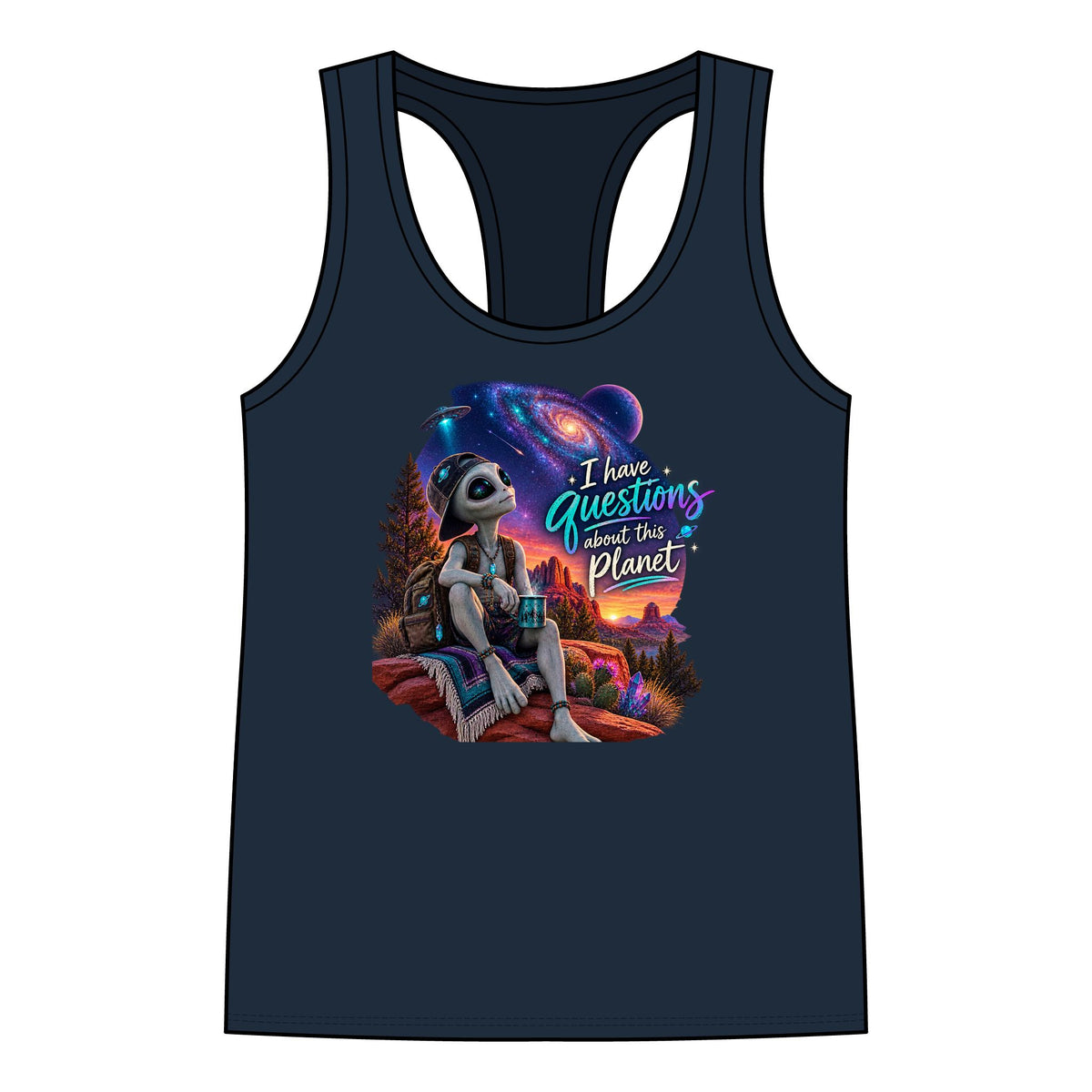 I Have Questions About This Planet Alien Tank Top | Funny UFO Tank