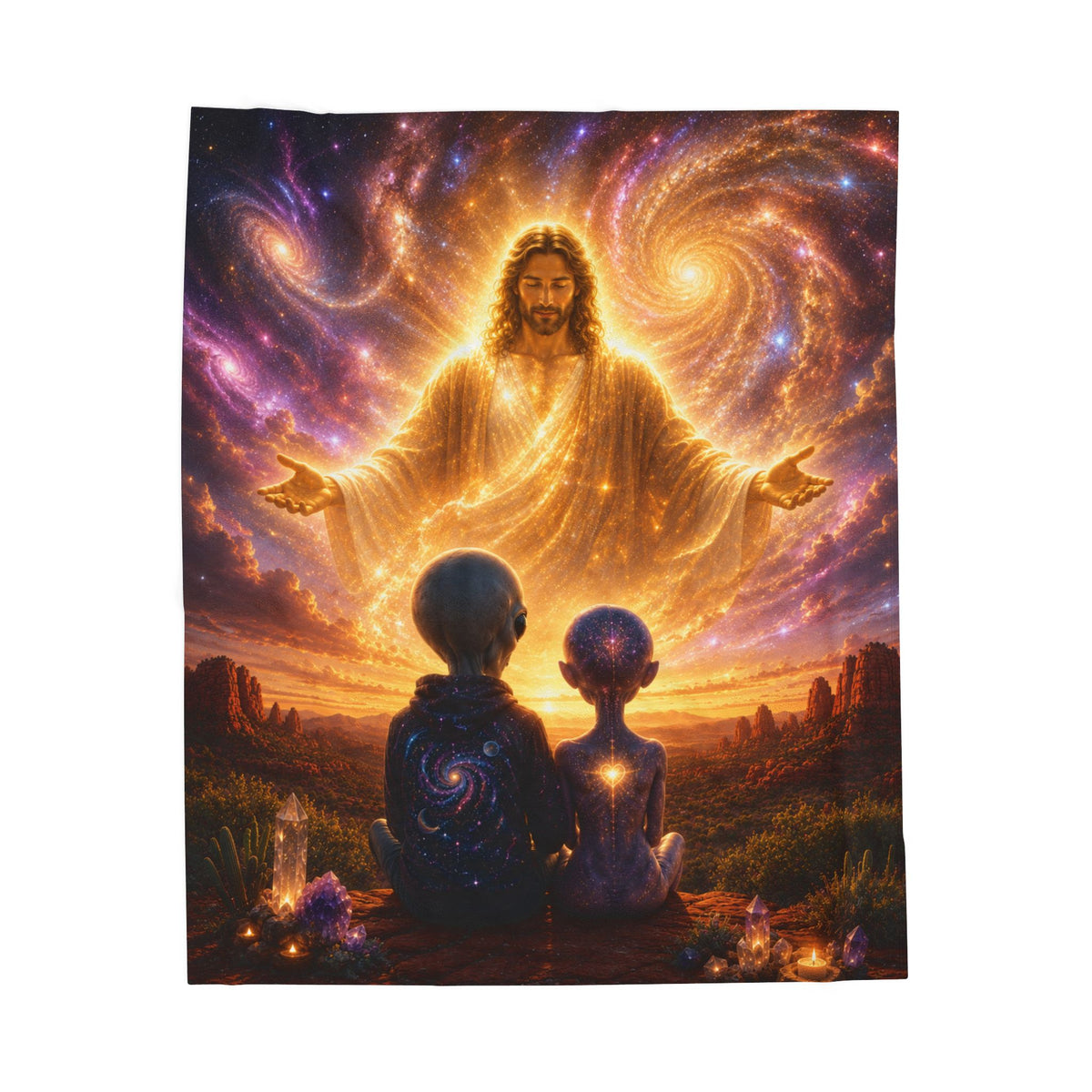 Jesus & Alien Plush Blanket | Cosmic Christian Gift