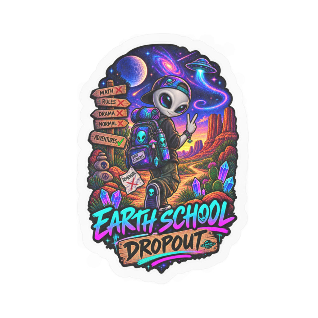 Funny Alien Sticker | Earth School Dropout UFO Sticker