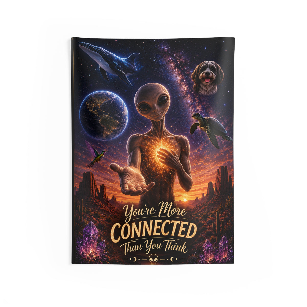 Alien Wall Tapestry | Cosmic Space & Spiritual Wall Art