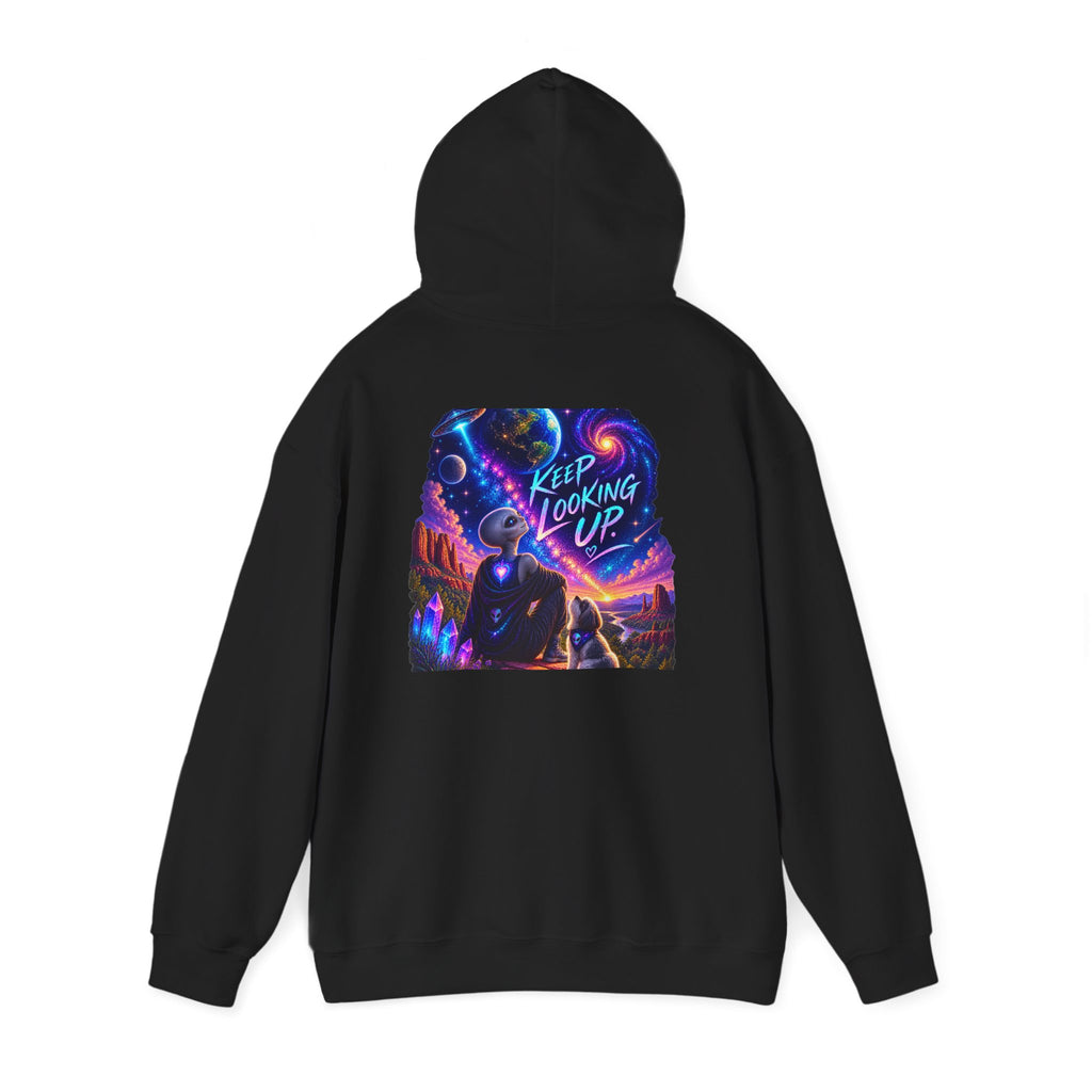 Keep Looking Up Alien Hoodie | Cosmic Graphic Sweatshirt