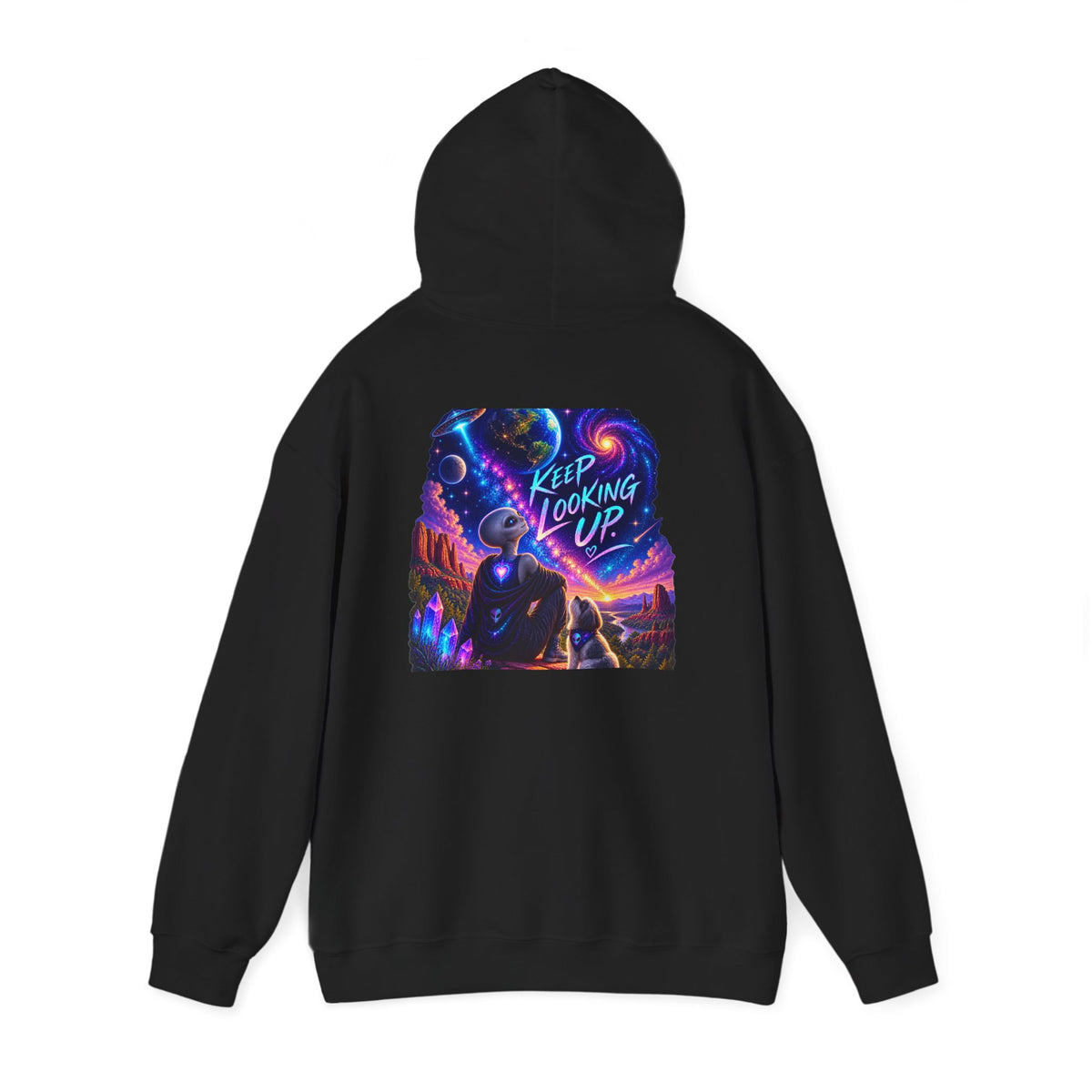 Keep Looking Up Alien Hoodie | Cosmic Graphic Sweatshirt