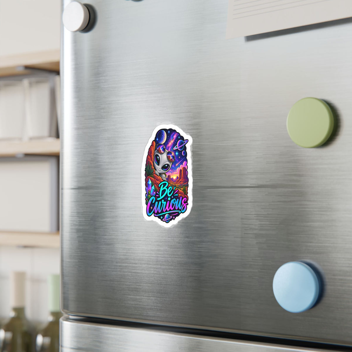 Funny Alien Sticker | Be Curious UFO Sticker