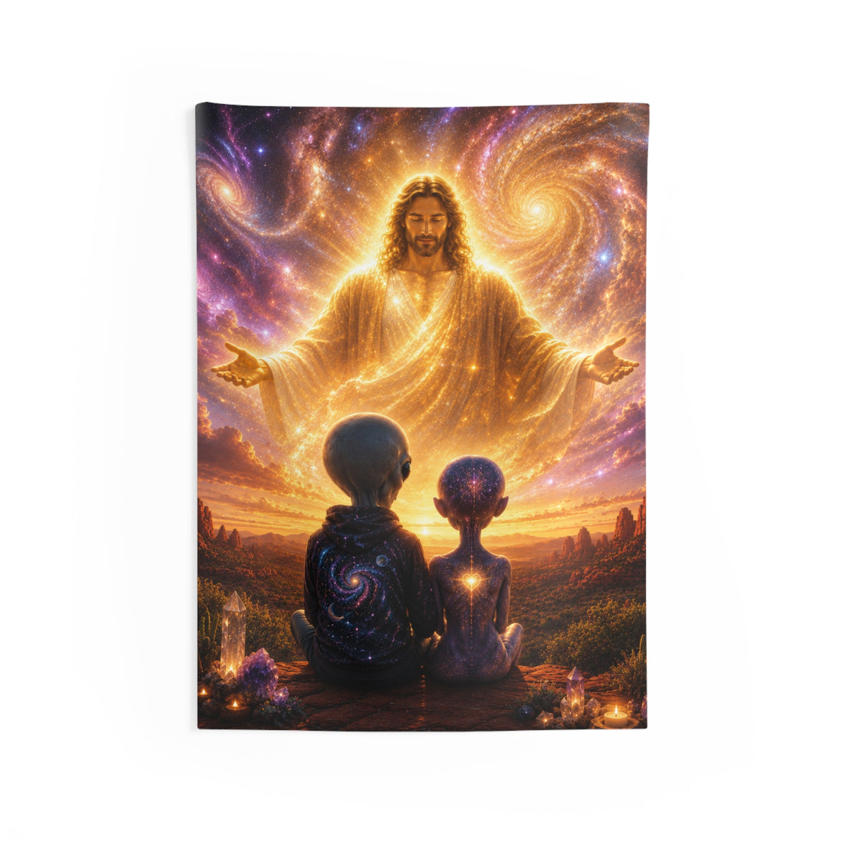 Jesus & Alien Wall Tapestry | Cosmic Christian Decor