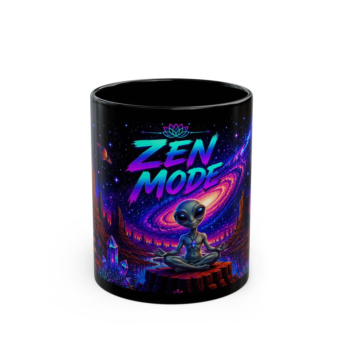 Zen Mode Alien Coffee Mug | Cosmic Meditation Mug