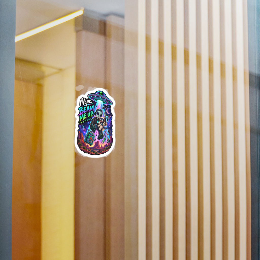 Funny Alien Sticker | Nope Beam Me Up UFO Sticker