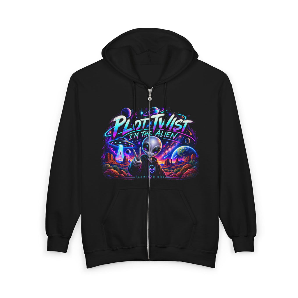 Funny Alien Zip-Up Hoodie | Plot Twist I’m the Alien