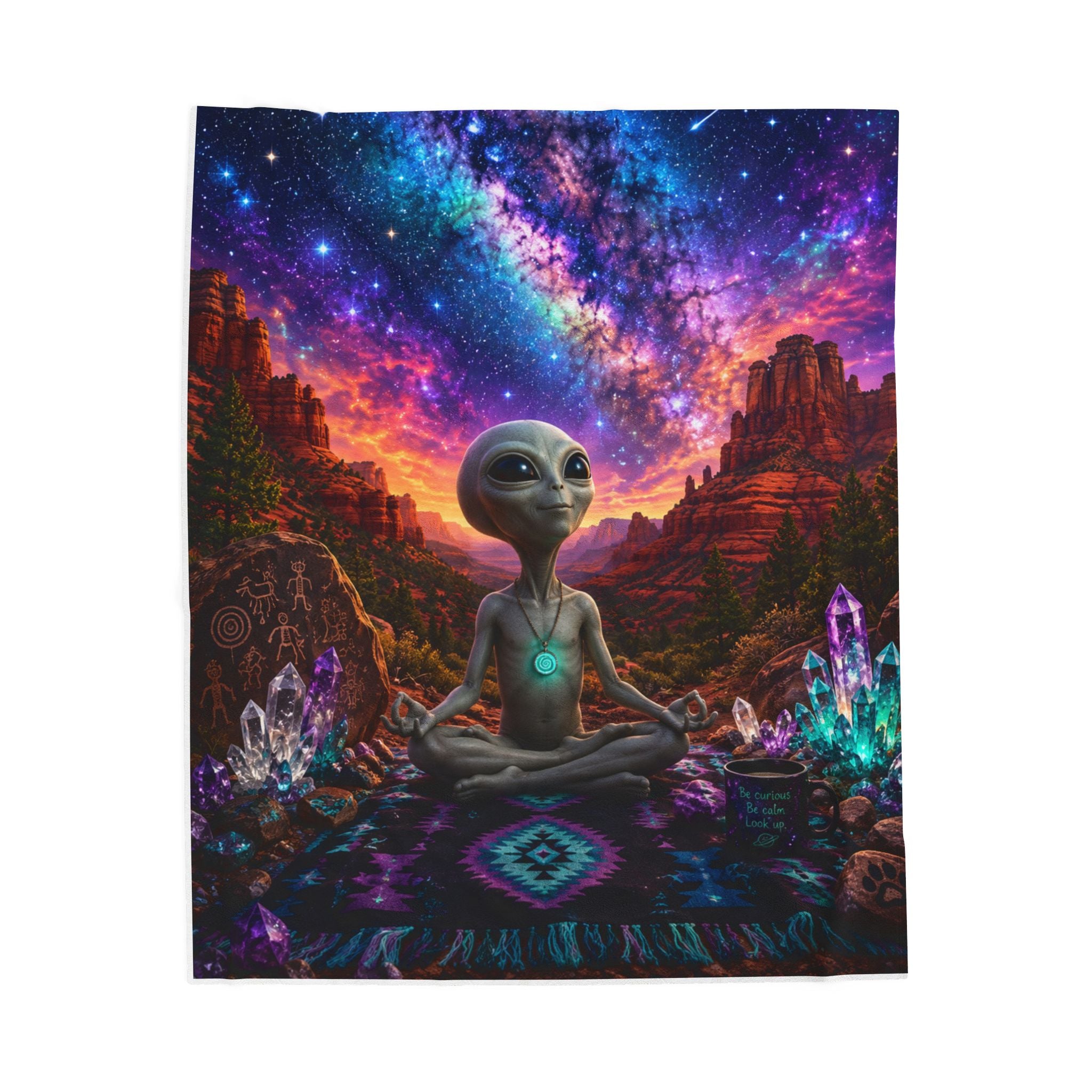Cosmo’s Cosmic Meditation Plush Blanket 👽🌌✨