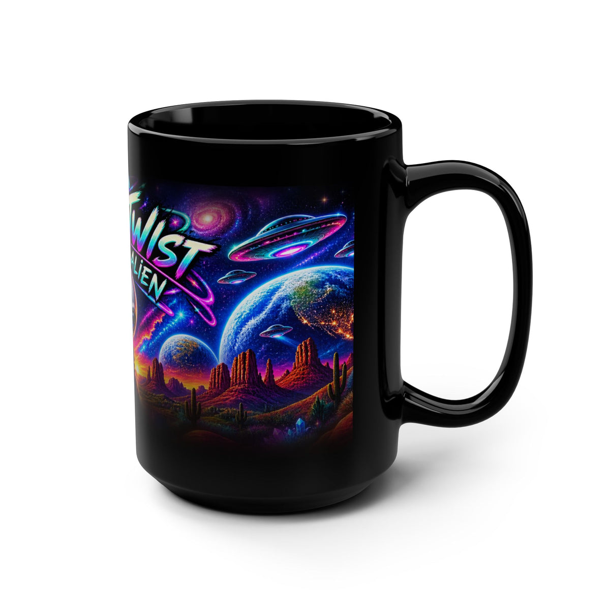 Funny Alien Coffee Mug | Plot Twist I’m the Alien 15oz Black Mug